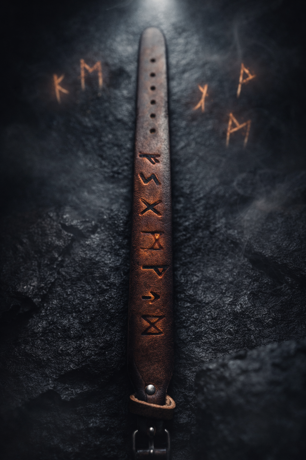 viking rune leather bracelet – forged in valhalla ⚔️
