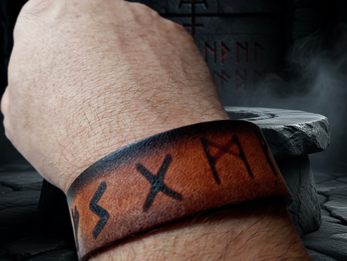 viking rune leather bracelet – forged in valhalla ⚔️
