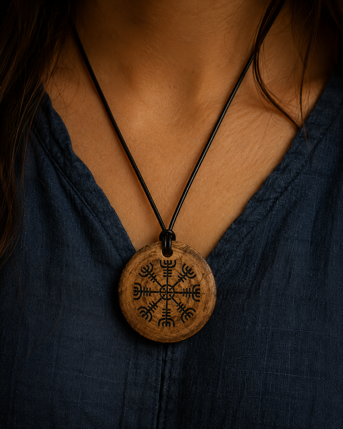 VEGVÍSIR — Handcrafted Wooden Pendant